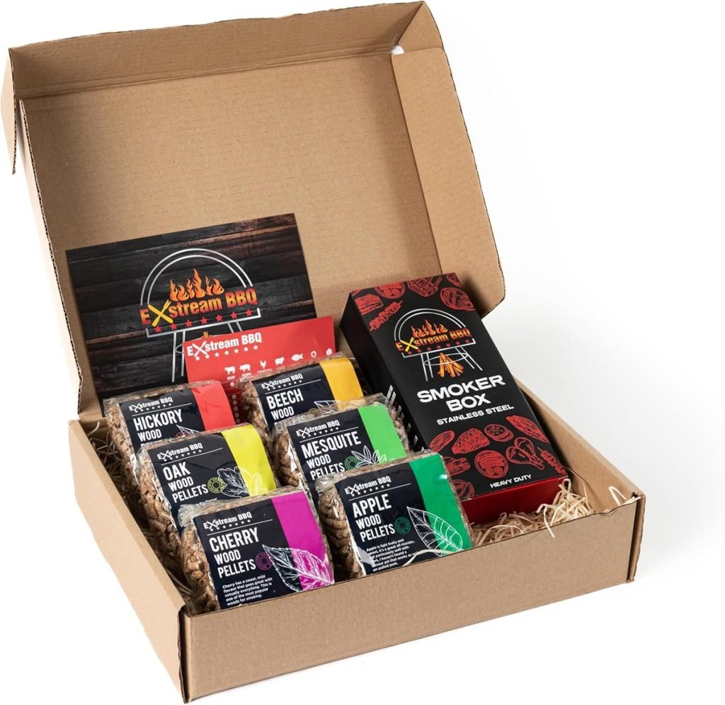 Caja de selección de pellets de madera para barbacoa, manzana, cereza, haya, mezquite, roble, nogal