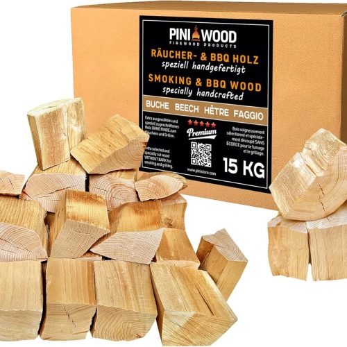 Pini haya madera de ahumado sin corteza 15 kg para ahumadero y barbacoa