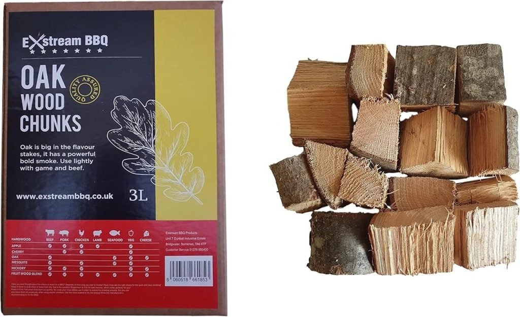Barbacoa para ahumar trozos de madera para ahumar, manzana, nogal, roble, cereza, mezquite, 100% natural, sin productos químicos (roble, 3 litros)