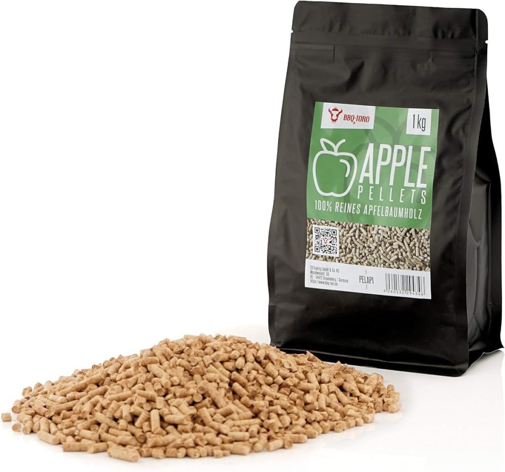 BBQ-Toro Pellets para Barbacoa de 100% Madera de Manzano | 1 kg | Pellets de Manzano para Barbacoa, Ahumador, Horno de Pizza de Pellets y Sistemas de Calefacción | Pellets de Madera