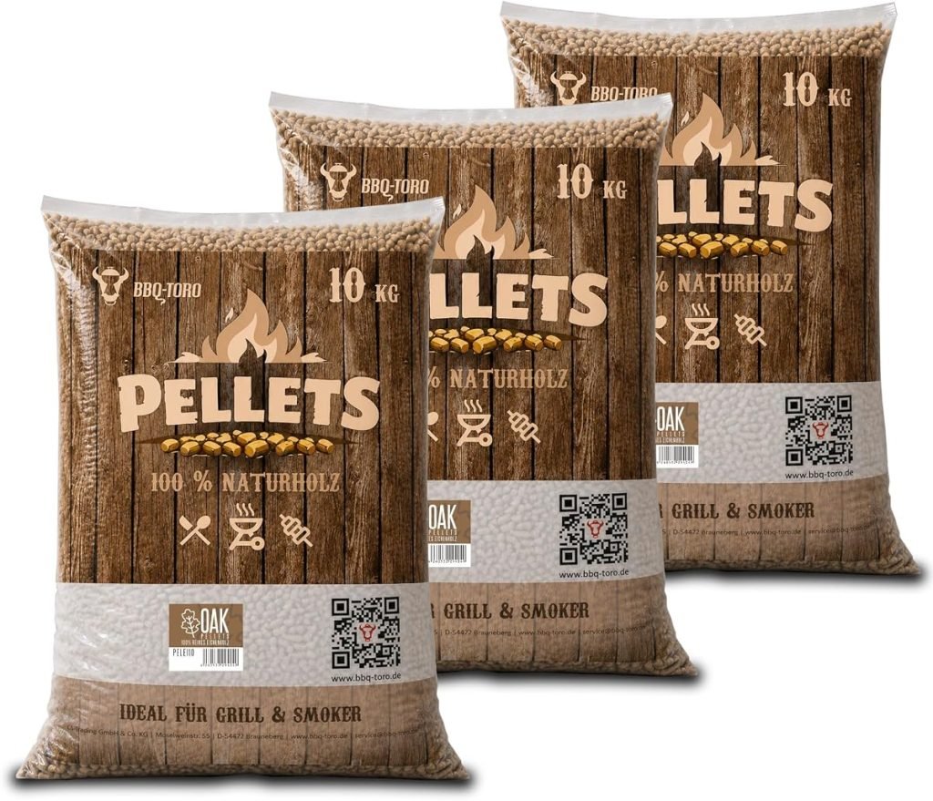 BBQ-Toro Pellets para Barbacoa de 100% Madera de Roble | 30 kg | Pellets de Roble para Barbacoa, Ahumador, Horno de Pizza de Pellets y Sistemas de Calefacción | Pellets de Madera
